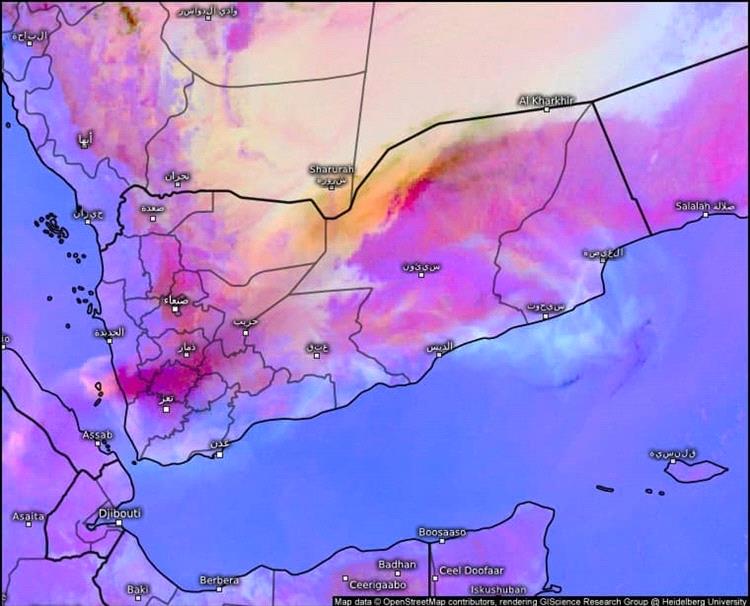 مركز التنبؤات يحذر من رماد بركاني يتمدد فوق أجواء اليمن