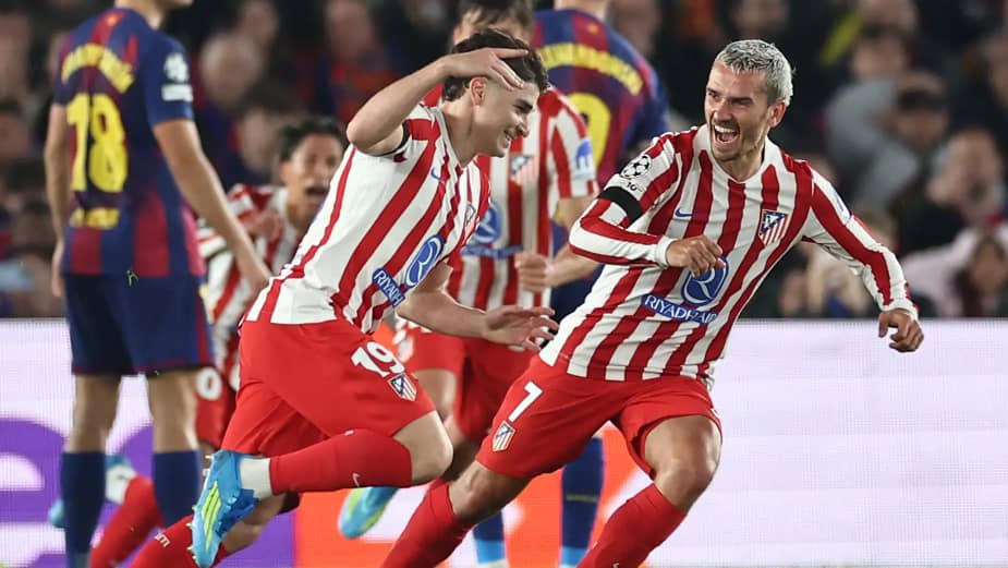 في قلب كامب نو.. أتلتيكو يقهر برشلونة ويضع قدما بنصف نهائي الأبطال